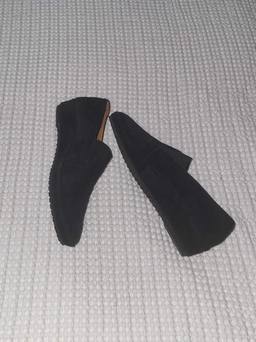 L'Amour Des Pieds Women's Black Suede Slip-On Loafers Wedge Size 7 1/2 Like New